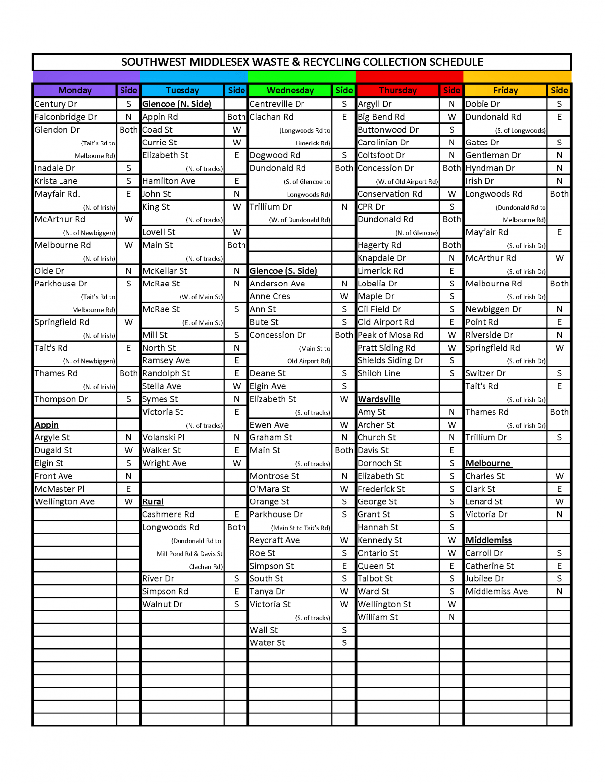 2021 Waste & Recycling Collection Route