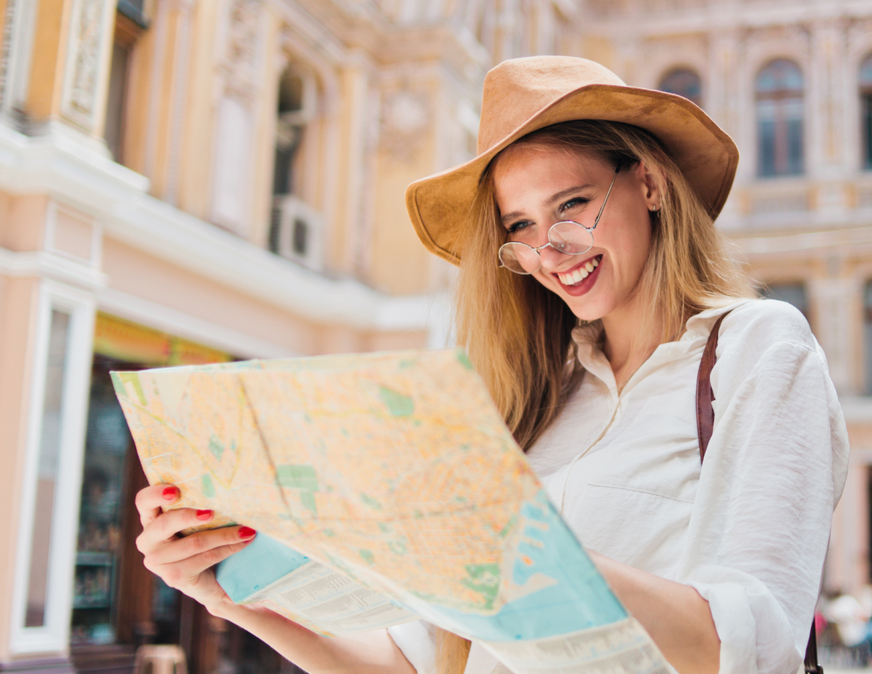 Lady with Map Image