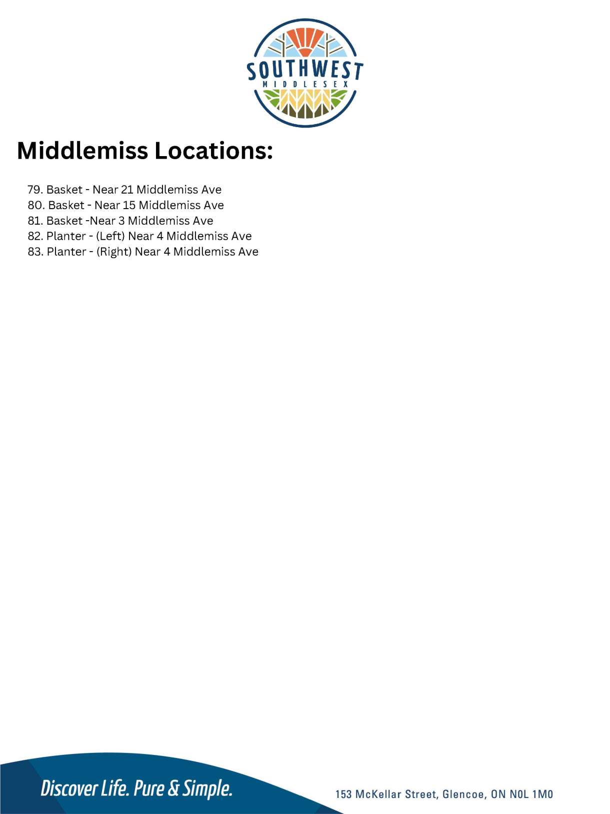 Middlemiss Flower Basket Locations