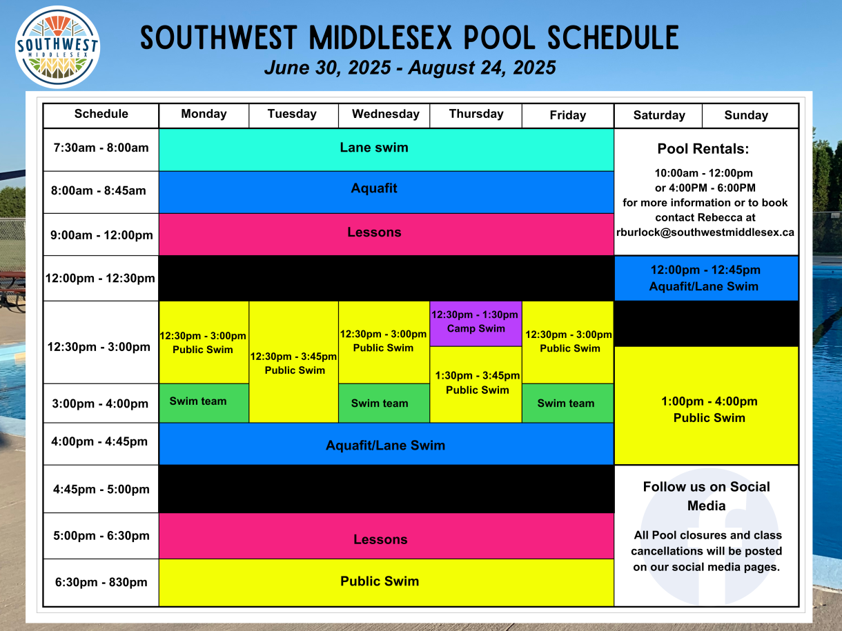 2025 pool schedule